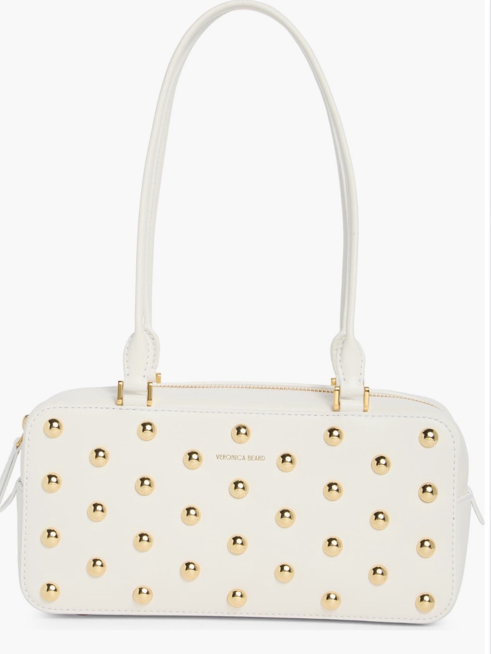 Veronica Beard Studded Boxy Leather Shoulder Bag Off-White NWT $648 Gorgeous! - Picture 2 of 12